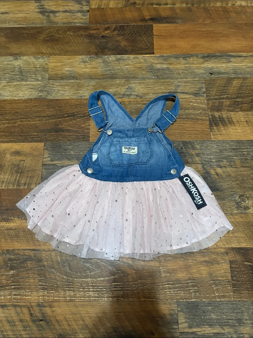 OshKosh B'gosh Denim & Pink Tulle Overall Dress for Kids